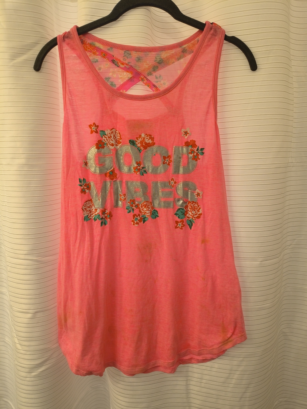 Bobbie Brooks Pink Floral 'GOOD VIBES' Graphic Tank